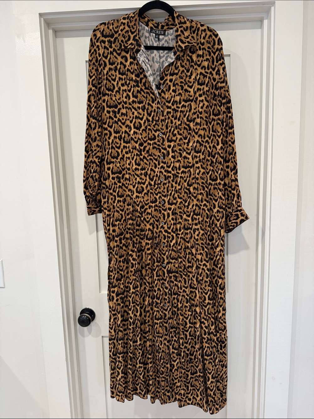 J. Crew Leopard Print Maxi Shirt Dress - Brown & Black